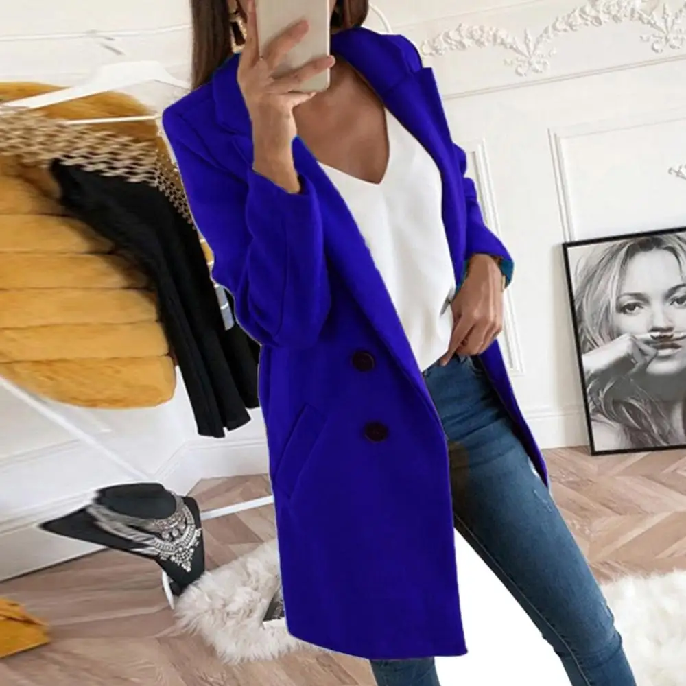 Elegant Warm Coat Autumn Women Solid Color Spring Vintage Jacket Long Coats and Jackets 2020 Plus Size Wool Korean Female Cloak