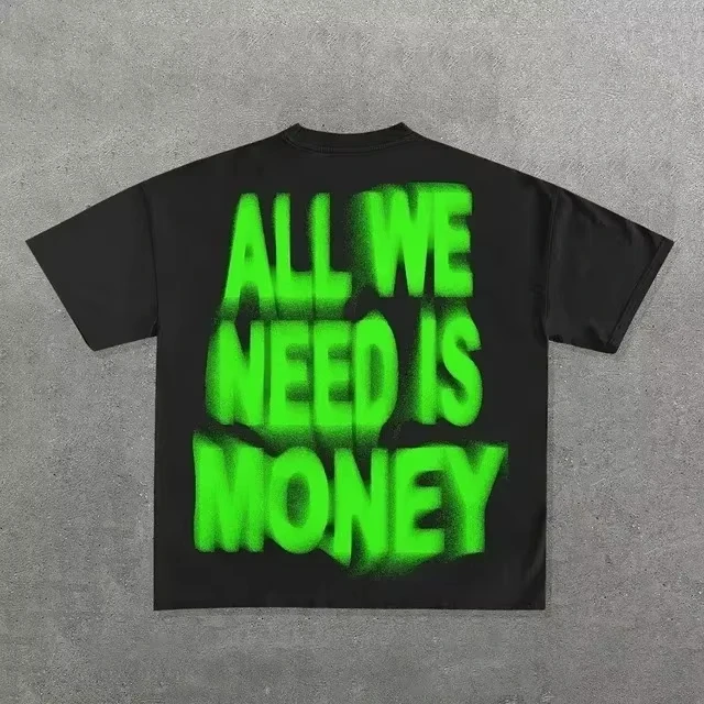 Ins Streetwear Y2k T-Shirt für Herren, Harajuku Hip Hop Grafikdruck, lässiges Baumwoll-T-Shirt mit Rundhalsausschnitt, Baumwolle, übergroß, Unisex, klassisch