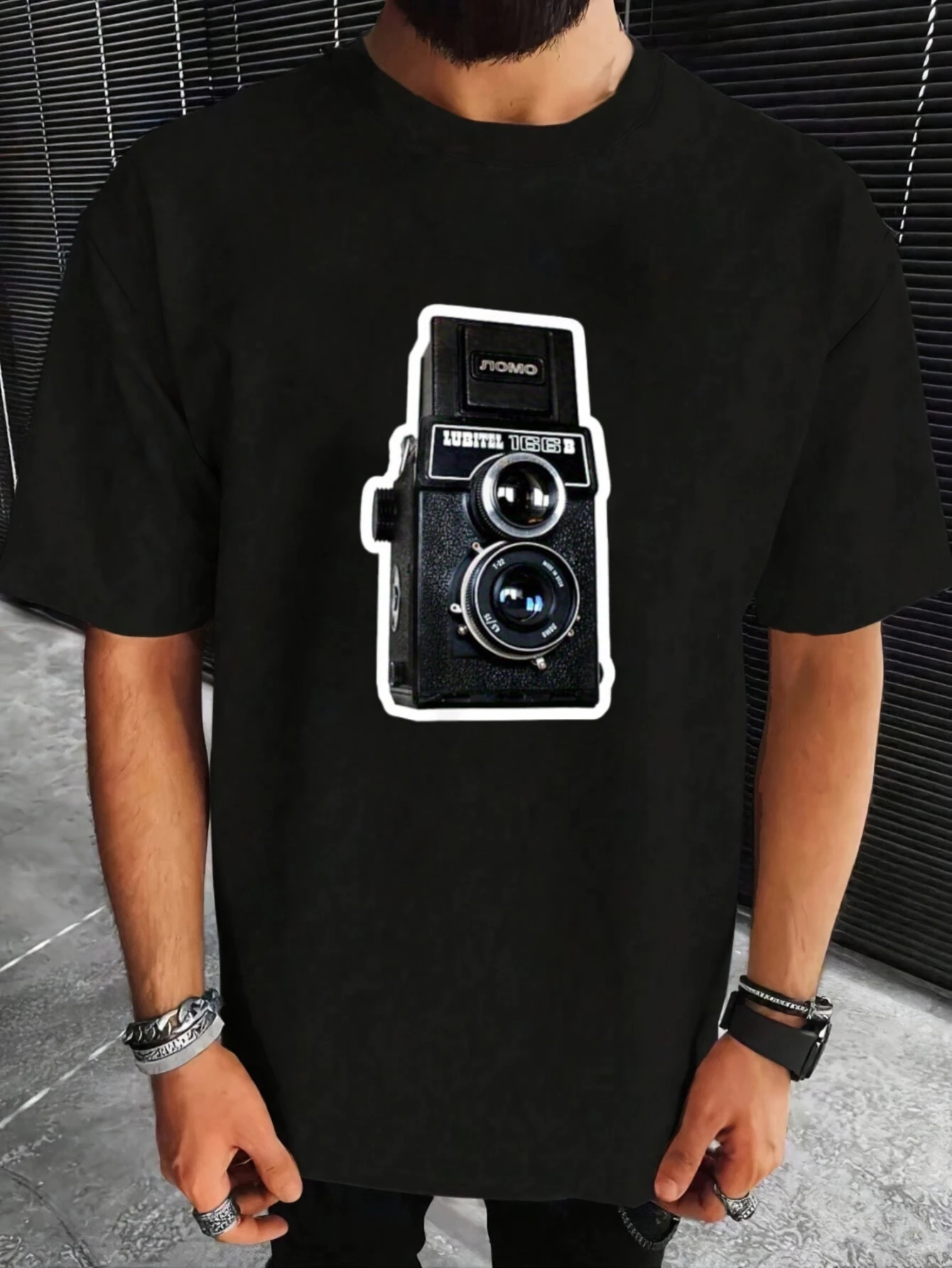 1, Men's Lomo Lubitel 166B TLR Retro Camera Pattern T-Shirt |