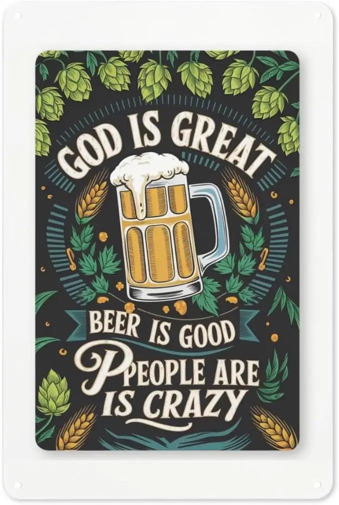 Faith  Brews Tin Sign IN Vintage Metal Wall Art for Church Social Hall, Tavern  Southern Porch Decor-Aluminum