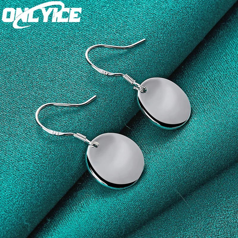 

New 925 Sterling Silver Earrings Fashion Party Charm Jewelry Woman Wedding Smooth Camber Round Drop Earrings Christmas Gifts