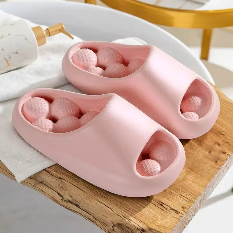 

Woman's New Open Toe Massage Slippers Soft Sole Non Slip One -Piece Molded Home Slippers Foot Sole Hollow Out Bathroom Slippers