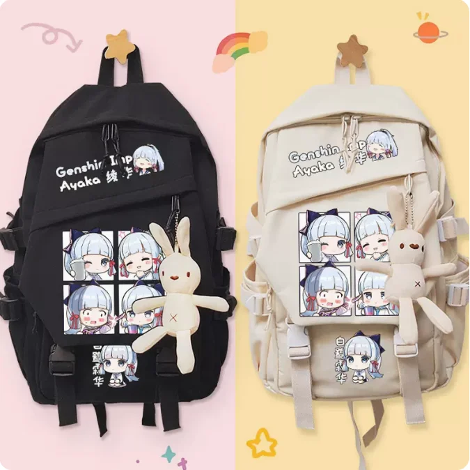 Anime Genshin Impact Kamisato Ayaka Schoolbag Backpack High-capacity Computer Casual Shoulder Bag Student Messenger Bag 1720