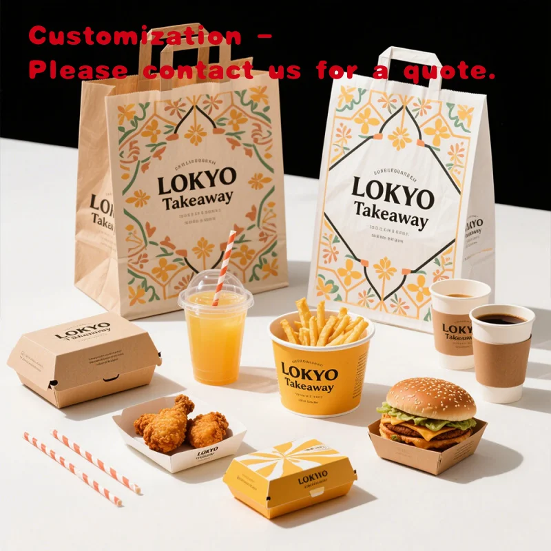 

custom.LOKYO Takeout Burger Container Disposable Biodegradable Customized Paper Boxes Fast Food Packaging
