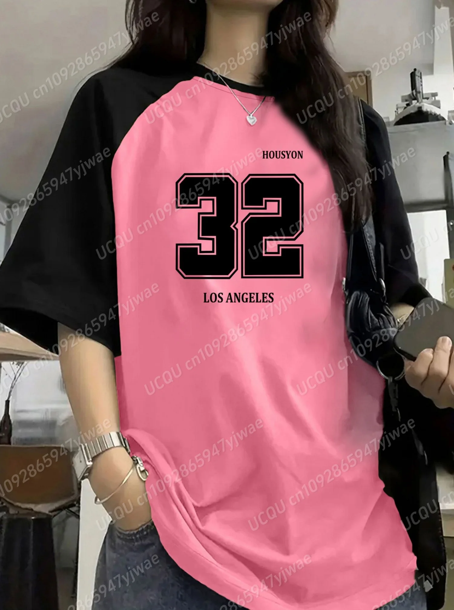 Camiseta con estampado de Los Ángeles 32 para mujer, Top diario de manga corta, camiseta creativa con cuello redondo, ropa informal, verano 2025