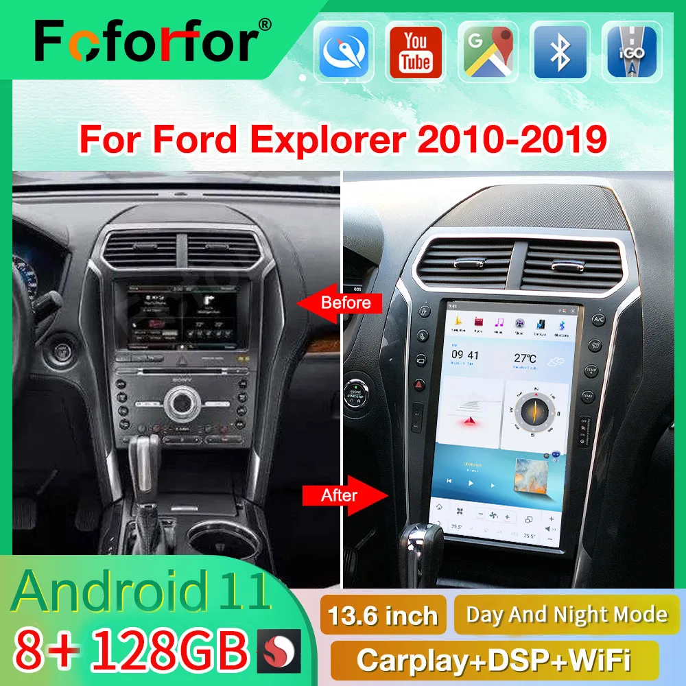 

Qualcomm 665 8+256G For Ford Explorer Android 2011-2019 Radio Tesla Multimedia Player GPS Navi Car Stereo Audio Head Unit