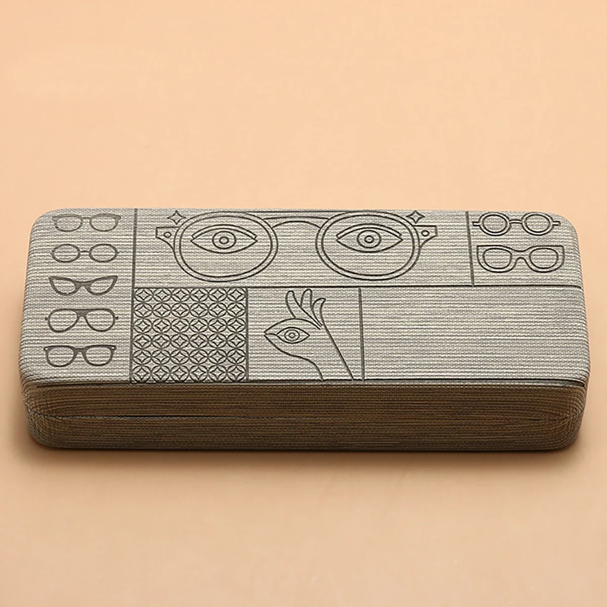 Geometric Pattern Eyeglass Case, Portable Stylish Square Eyeglass Storage Case with Embossed Design, Men's Fashion Accessory image 5