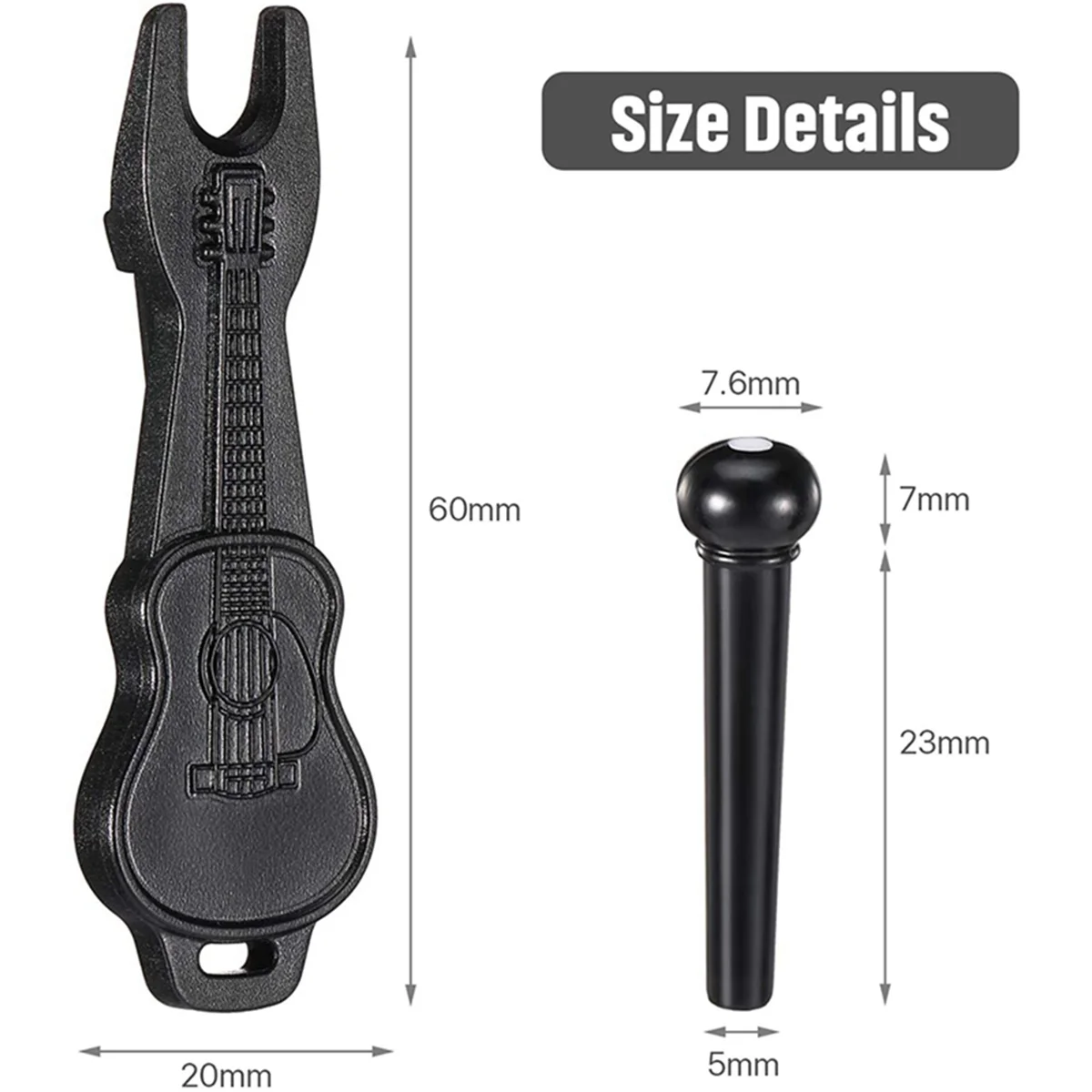 A71P 216 قطعة من دبابيس جسر الجيتار الصوتي باللون الأبيض والأسود مع مزيل مجتذب دبوس الجسر 6 قطع في الجيتار