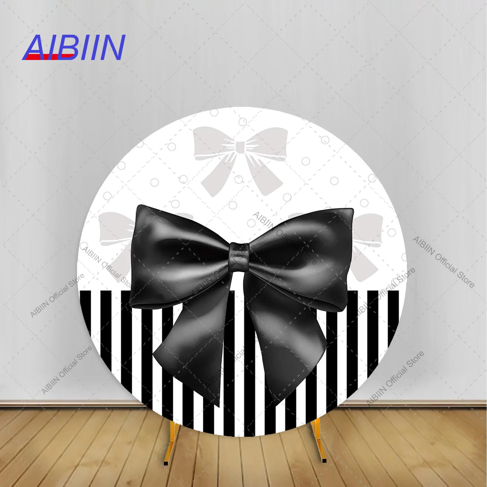 

Круглый фон с большим черным бантом, полосатый фон на день рождения, детский душ, вечерние Декор, портретный детский торт, фон для фотозоны