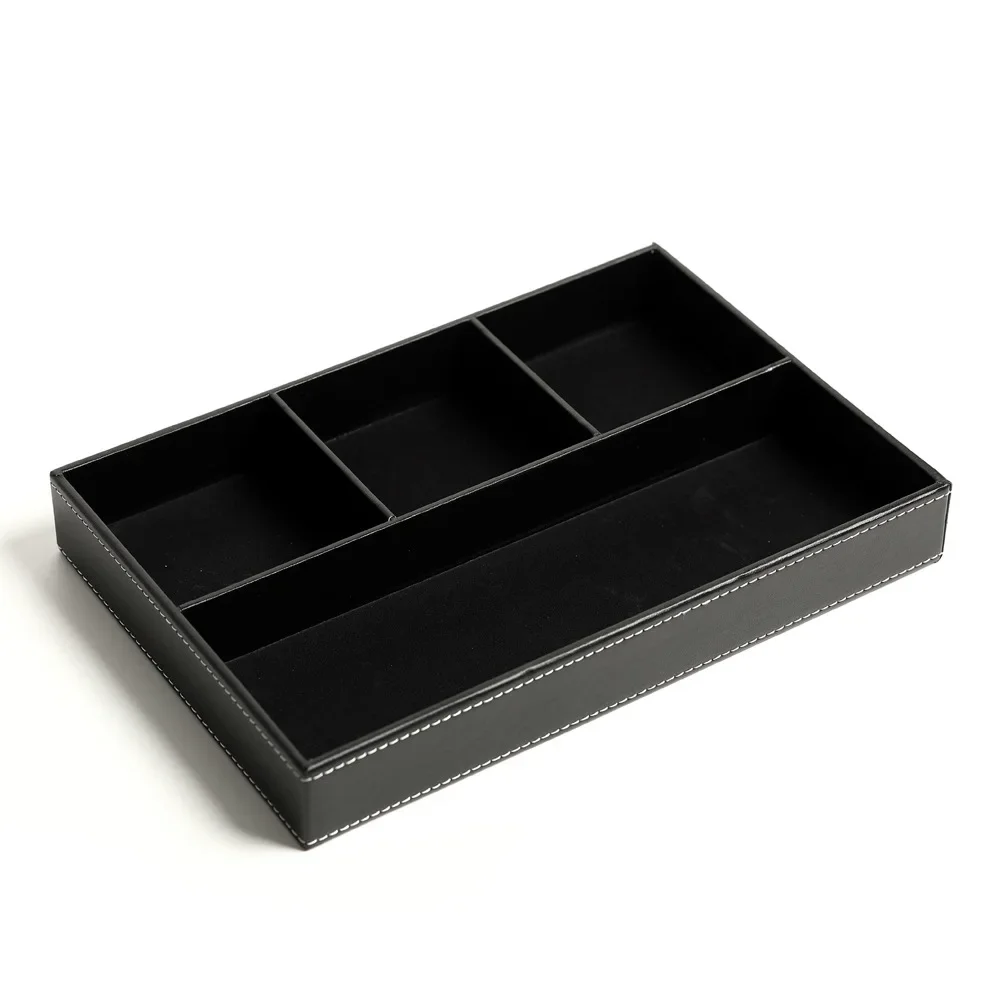 Office supplies Desktop stationery Organization Storage Large capacity container Leather organizer box tray key