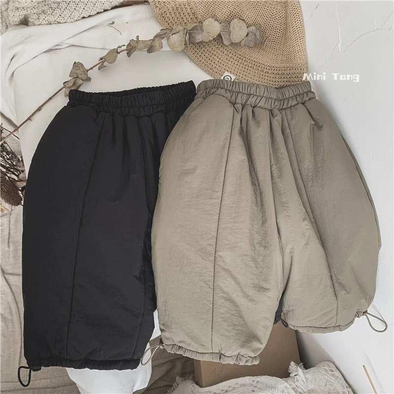 Pantaloni per bambini abbigliamento caldo per bambini Clip in cotone pane in velluto ragazzi ragazze bambino sci lungo inverno 2023 elastico in vita