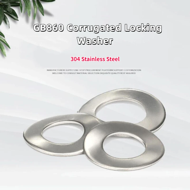 50pcs 304 Stainless Steel GB860 Corrugated Locking Washer Wave Cushion Triple Crest Spring Gasket M3 M4 M5 M6