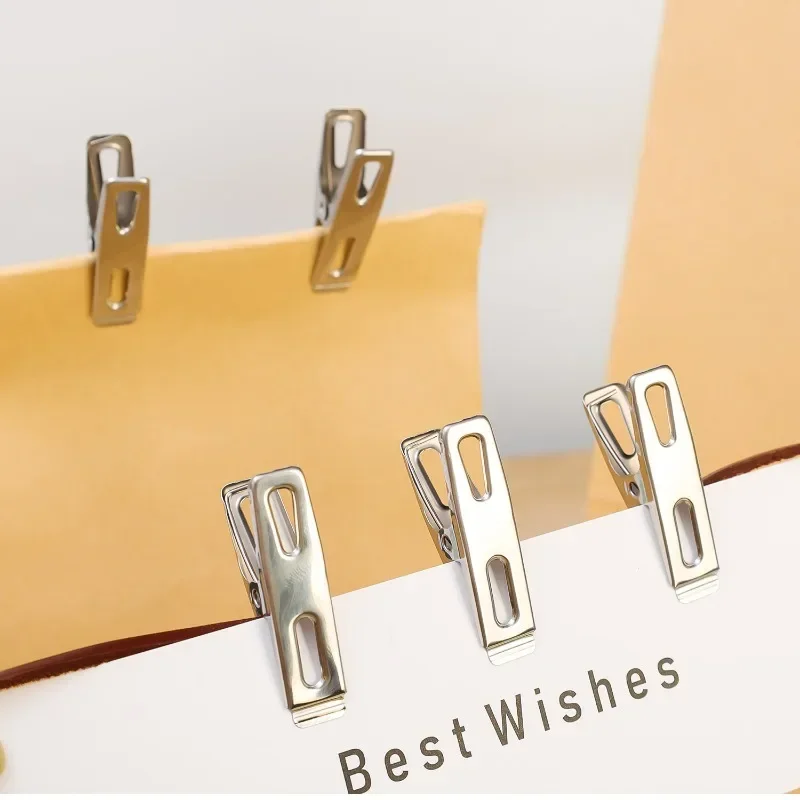100/20PCS Non-Slip Clothes Pegs Stainless Steel Laundry Hanging Pins Drying Clothes Hanger Picture Clips Food Sealing Clamp image 4