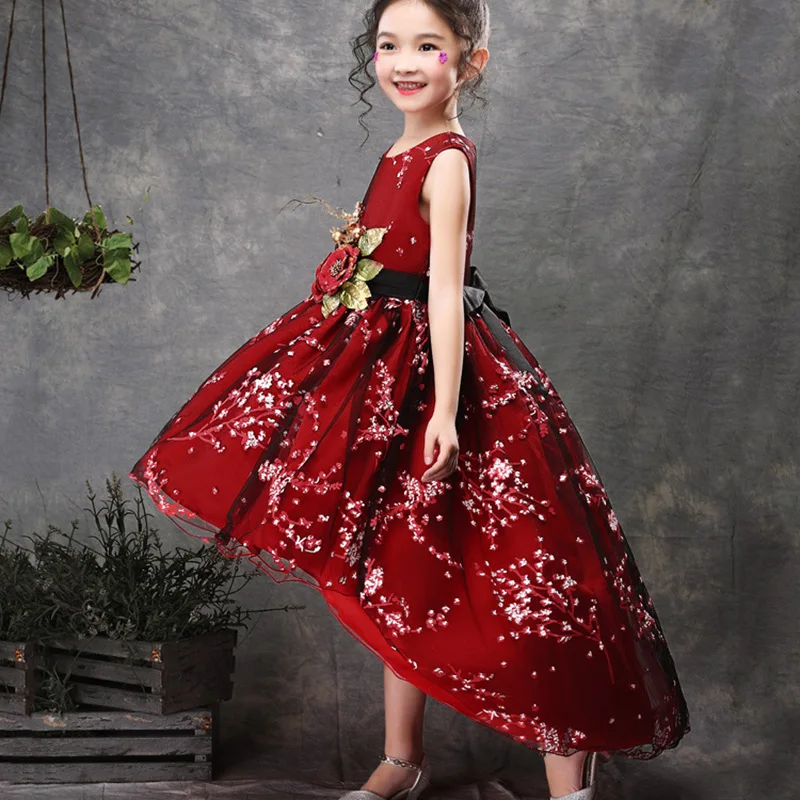 Baby Girls Flower Princess Ball Gown Party Tutu Trailing Dress For Brithday Wedding Kids Christmas Dresses Children Clothing