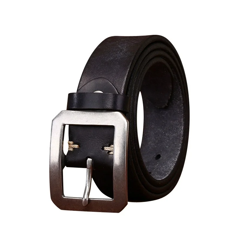 SEEDAX  Men's Extra Thick Belt with 304 Stainless Steel Buckle Vintage Matte Finished and Aged Genuine Leather for Casual Wear