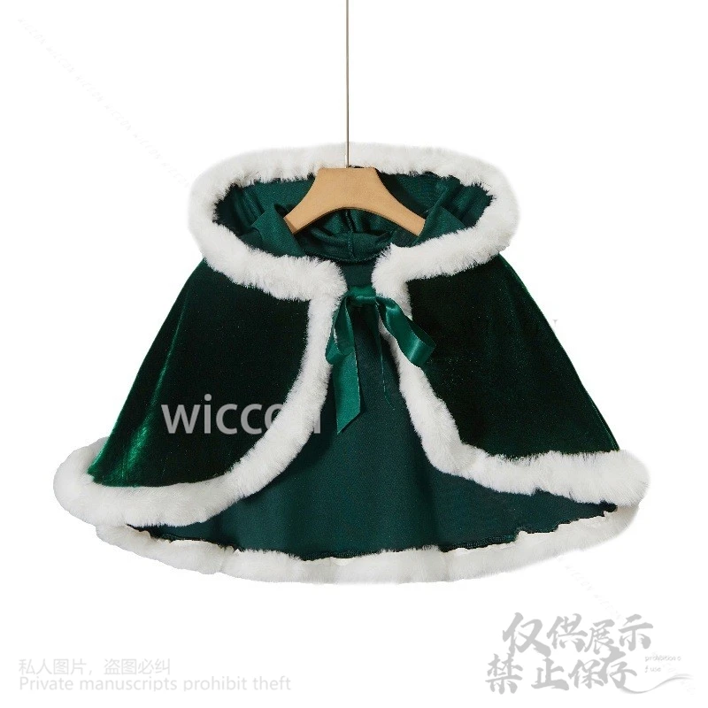 Cape Cosplay de Noël Anime avec capuche pour femmes et filles, garniture floue de document, costume Everak Mrs Santa Claus, Lolita personnalisé, 2024