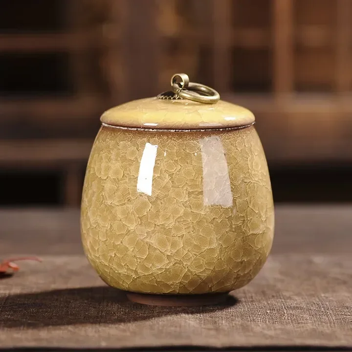 Pet urn sealed home small and medium cremation cat dog animal ceramic ashes cup jar, apple green