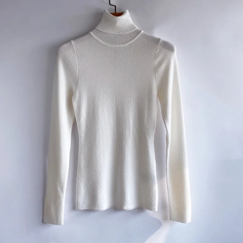 Nordic Niche Wool High Collar Women Sweater Long Sleeve Slim Fit Thin Versatile Inner Bottoming Shirt