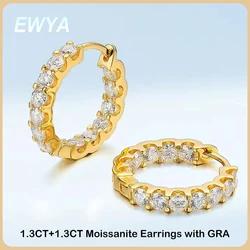 EWYA Real 3mm 0.1ct GRA Certified Moissanite Hoop Earrings for Women S925 Sterling Silver Earring Fine Jewelry Christmas Gift