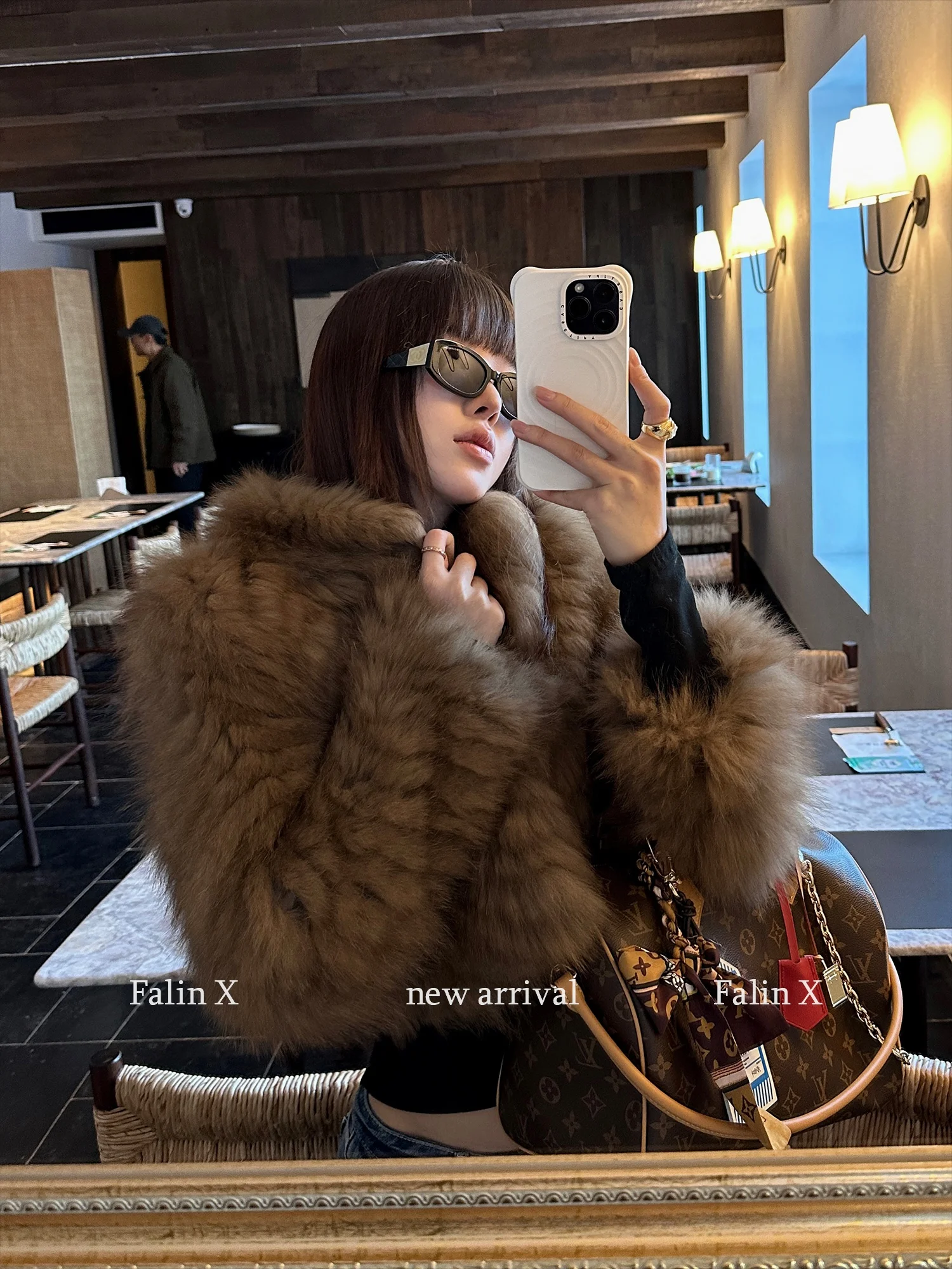 

Falin X Fur Coat Stand Collar Thiened Casual Faion Outerwear Women's ort Sle Winter Warm Loose Fit Long Sve