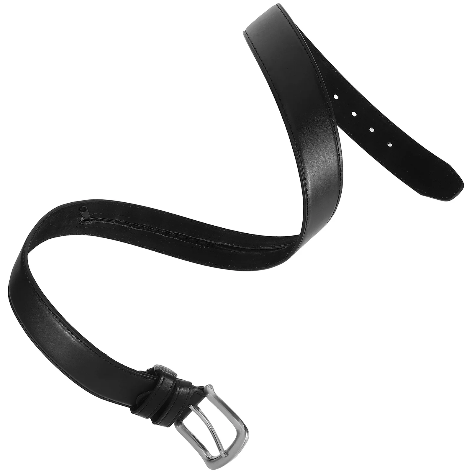 

Black PU Hidden Zipper Pocket Belt Wallet Money Travel Anti-Theft Waistband Secure Pocket Belt for Men Travel Security