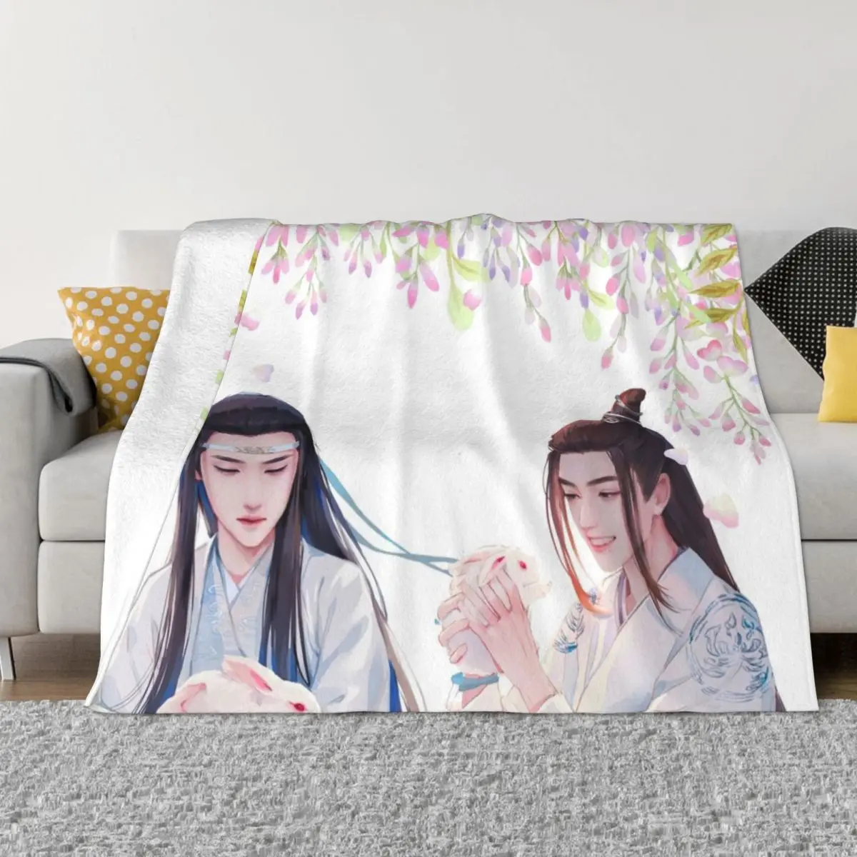 Wangxian in Gusu lan with his rabbits Throw Blanket Moving Quilt Blankets