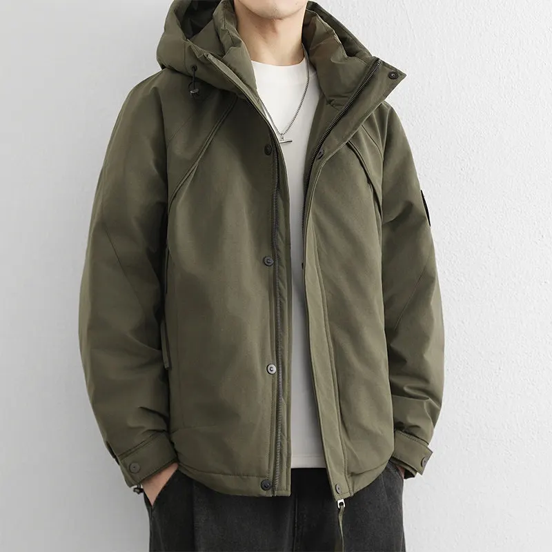 

Men's Slim Fit Thickened down Jacket Winter Coat Luxury Style Fashionable Workwear Outerwear Non-Bulky Windbreaker