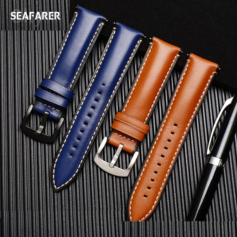 22mm Leather Watchband for Fossil FTW1114/FS5151 Watch Strap Quick Release Watch Band Replacement Watch Accessories