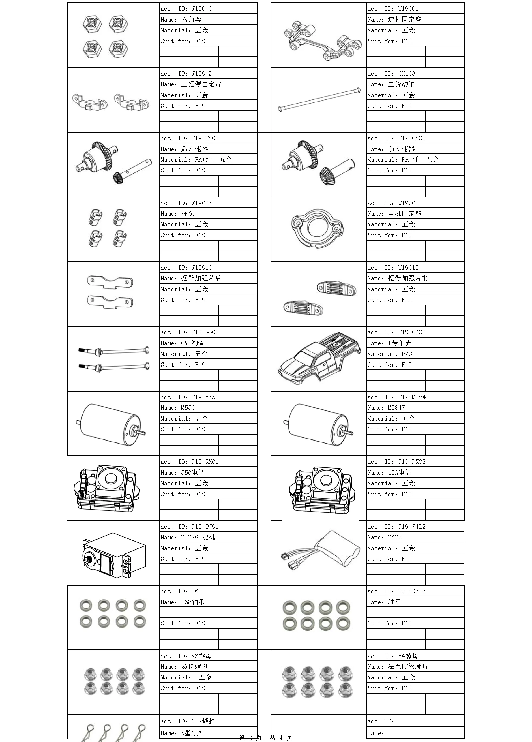 EBOYU F19A F19B RC Car Full Accessories Parts Extra Body Shell for F19A 2.4G 4WD High Speed RC Car Replacement Accessories