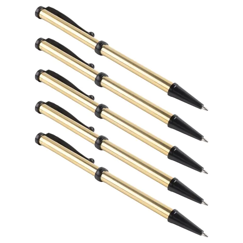 AS60-Woodturning Pen Kit Set X 5, Fancy Slimline Design, Black Chrome Finish, Twist Mechanism Included