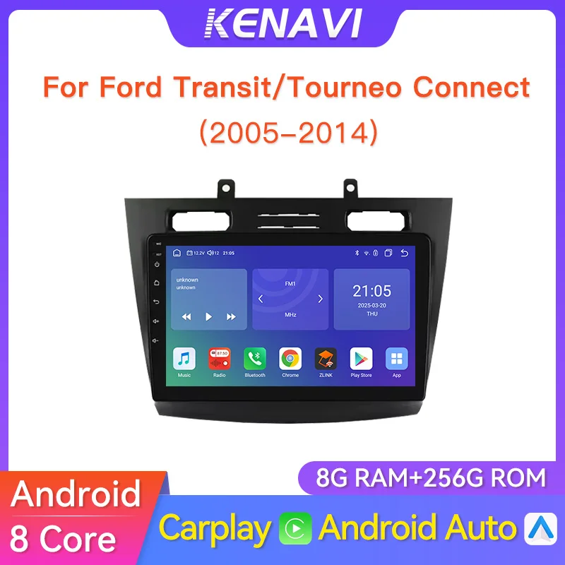 

Автомобильная стереосистема 2 Din Android для Ford Transit/Tourneo Connect 2005-2014 Lntelligent Center Мультимедийный видеоплеер Навигация GPS Carplay Android Авто головное устройство с экраном без DVD