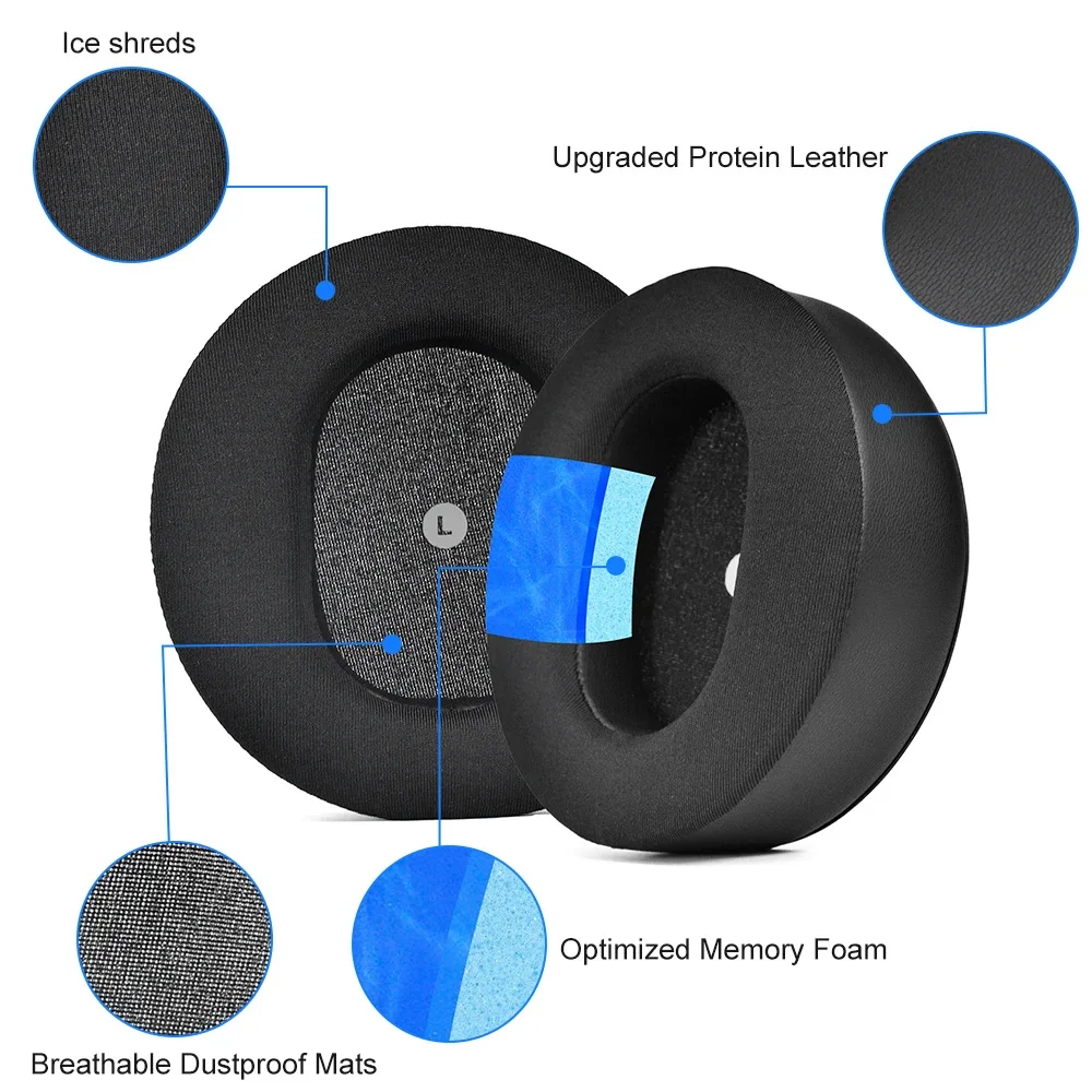 بطانة للأذن بزاوية Audeze Maxwell ملمس الجليد المثقوب/بارد في الصيف/لا تقشير سماعات الأدمة أغطية الذاكرة الإسفنج