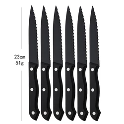 6Pcs Stainless Steel Sharp Steak Knife Wooden Handle Dinner Brown Silver Knives Set Restaurant Table Knives Dinnerware Set