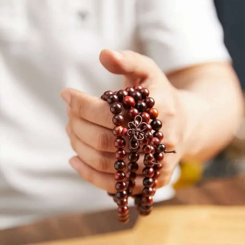 Natural Rosewood Bracelet 108 Bracelet Buddhist Buddha Rosary/Prayer Beads Crafts Bracelet Ethnic Style Men and Women Bracelet