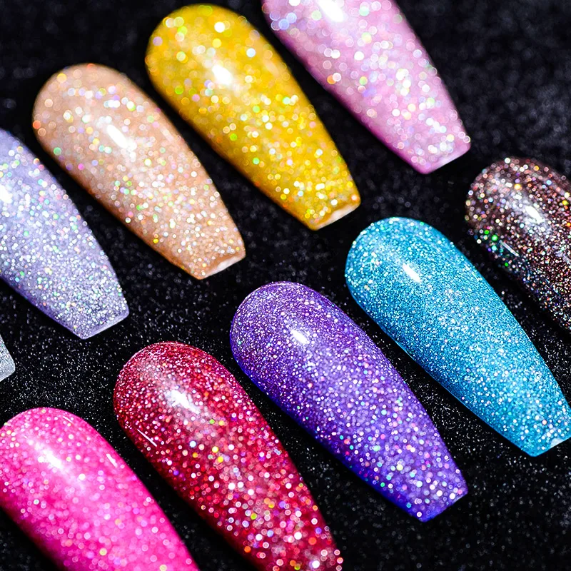 Mtssii 7ml Reflective Glitter Gel Nail Polish Flash Sliver Gold Sparkling Sequins Holographic Varnishes Uv Led Sequin Manicure