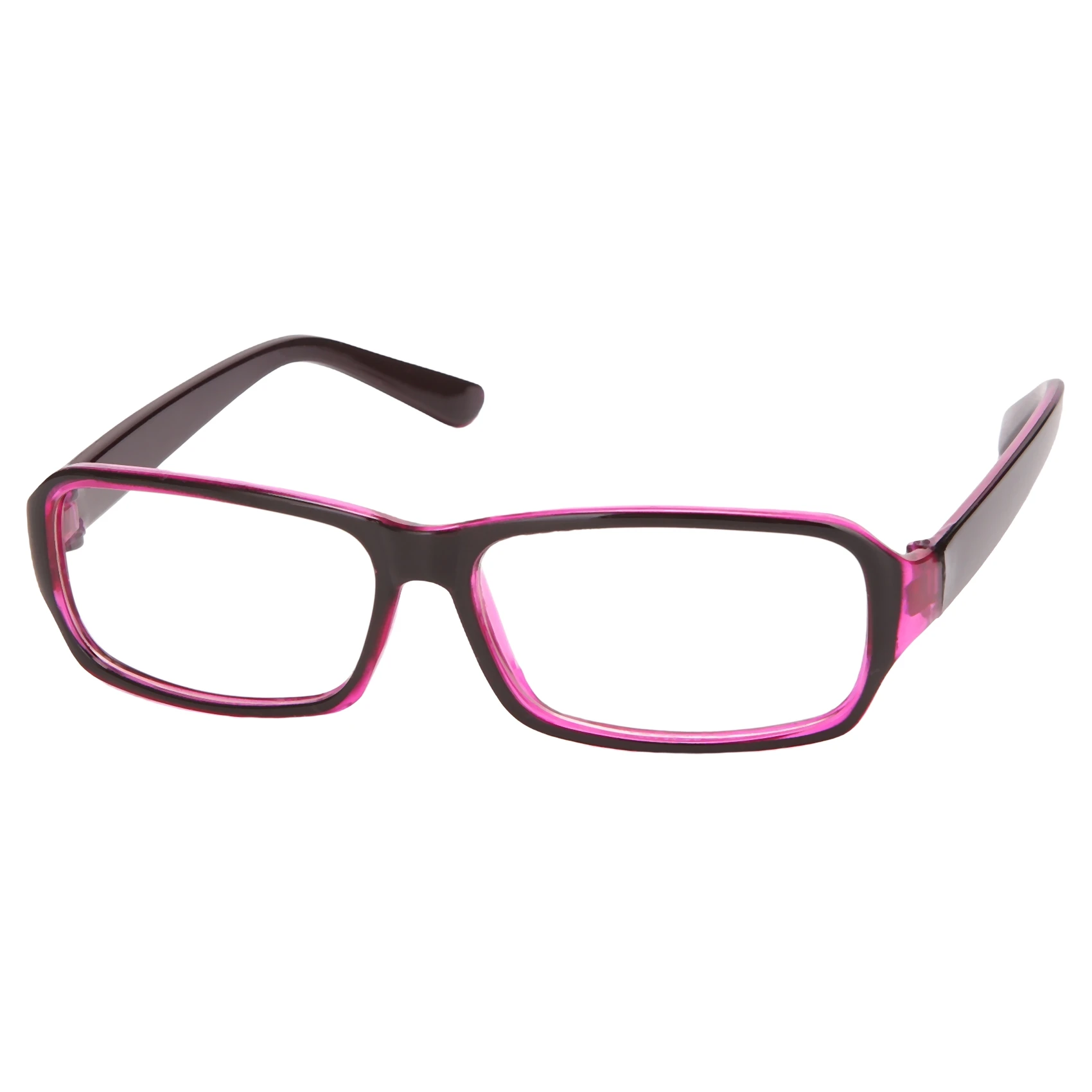 Plastic Full Rim Clear Lens Glasses Spectacles Black Purple for Women Man