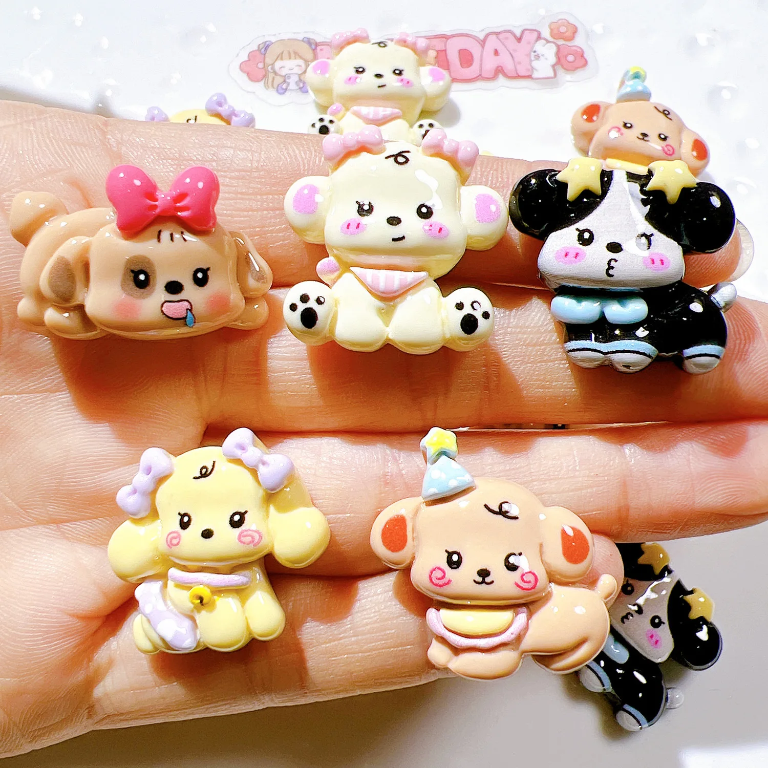 

100pcs Cartoon Kawaii Puppy Dog Flatback Resin Scrapbook DIY Jewelry Hairpin Headrope Decoration Crafts Accessories