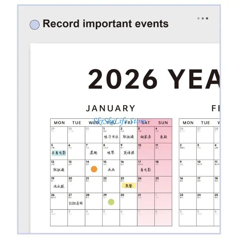 

E65E календарь-планировщик на 2026 год для просмотра, настенный годовой планировщик на 2026 год, датированный календарь 75x53 см
