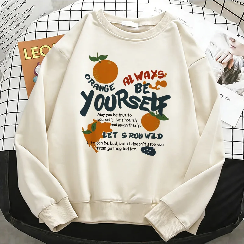 

Fashion Y2k Womens Orange Design Hoodies Basic Warm Fleece Sweatshirt Soft Breathable O-Neck Pullover Casual Female Clothes