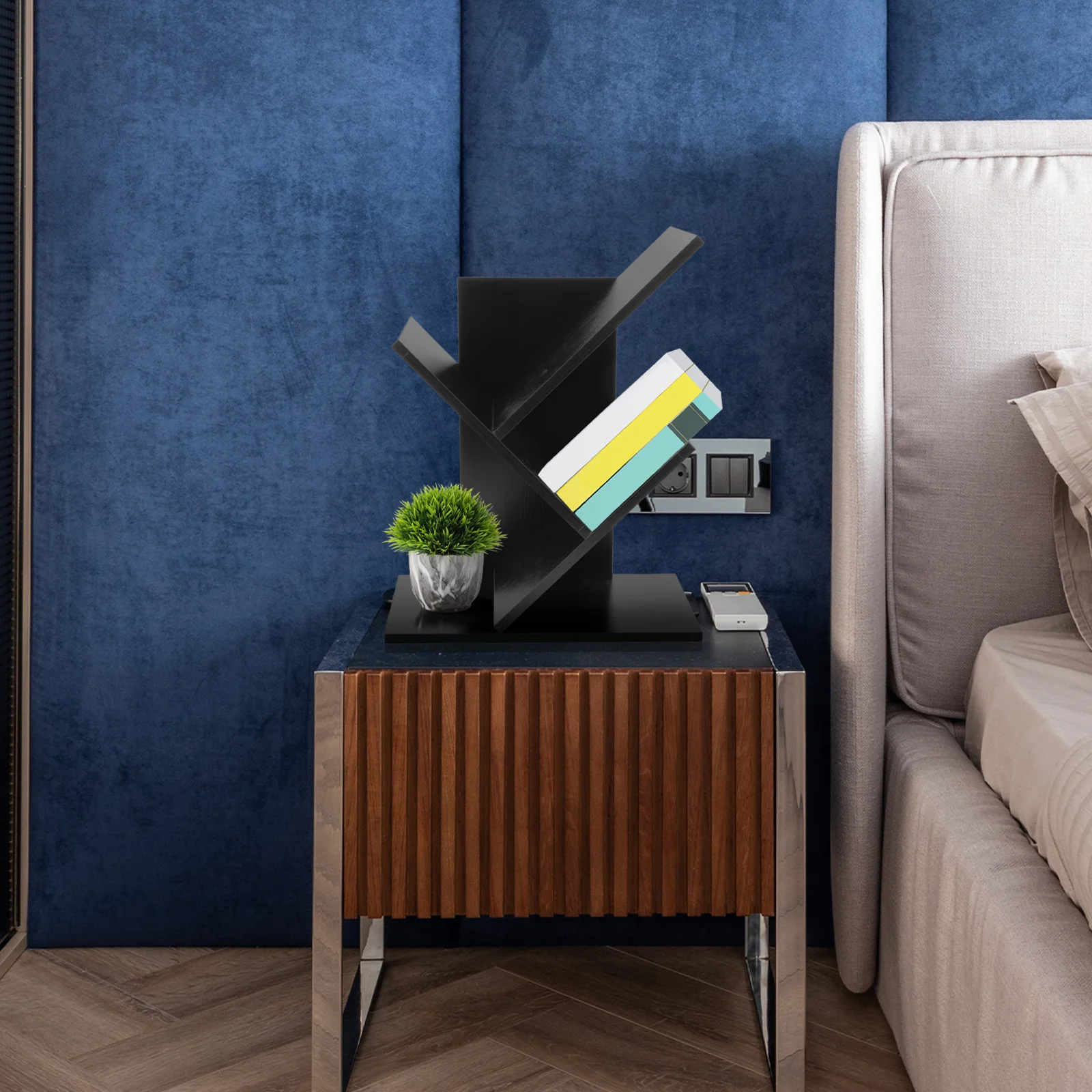 

Desktop Bookshelf Wooden Organizer Rack for Books Magazines Files Living Room Office Stylish Storage Solution Desktop Bookshelf