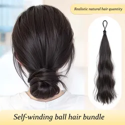 50cm Self-winding Ponytail Hair Bundles Pill Head Y2k Highlights Ponytail Extensions for Woman Simulation Hair Bun Hair Artifact