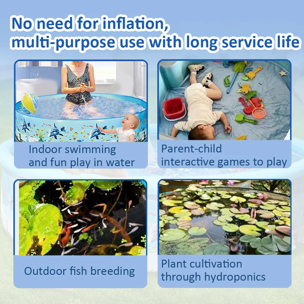 حمام سباحة منزلي قابل لإعادة الاستخدام وقابل للطي وحوض سباحة وحوض استحمام للأطفال وإكسسوارات مياه حمام سباحة قابلة للنفخ للعائلة #5