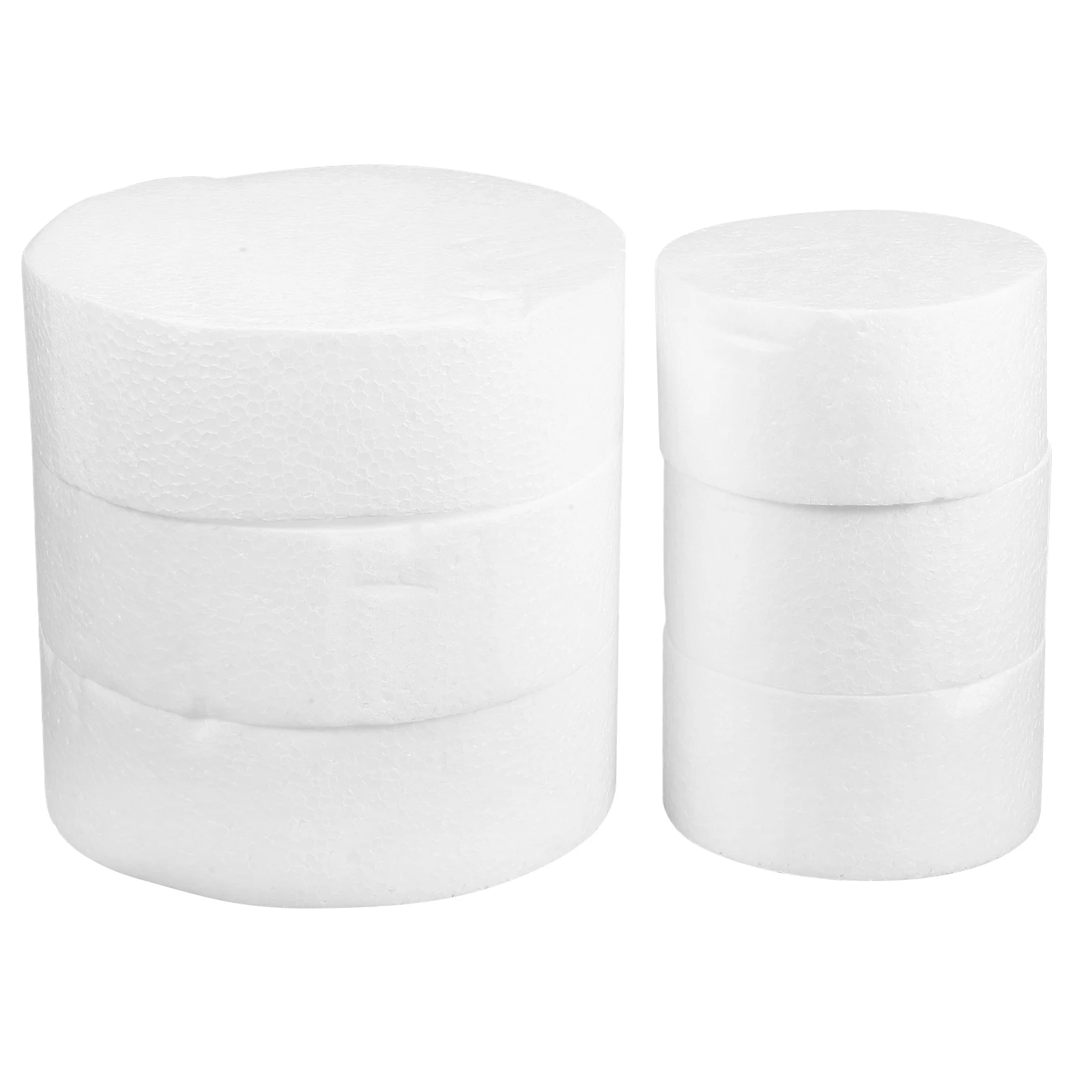 

6pcs Round Cake Molds 3 Sizes Large Medium Small Lightweight White Foam Diy Baking Tools For Cake Decorating Practice Fondant