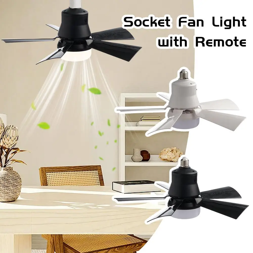 Ceiling Fan Light Remote Control LED Lamp Fan E27 Screw Home Appliances Silent Small Fan Light Smart Ceiling Fan For Bedroom