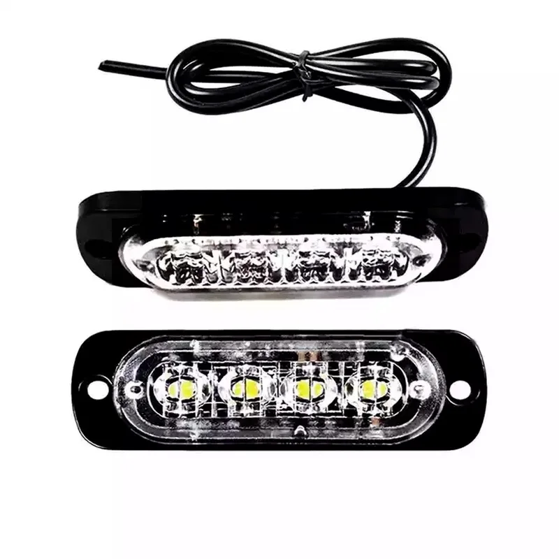 1pcs 4 LED Trailer Marker Light Strobe Warning Traffic Light Grille Flashing Car Beacon Lamp Waterproof Sealed for Truck Side