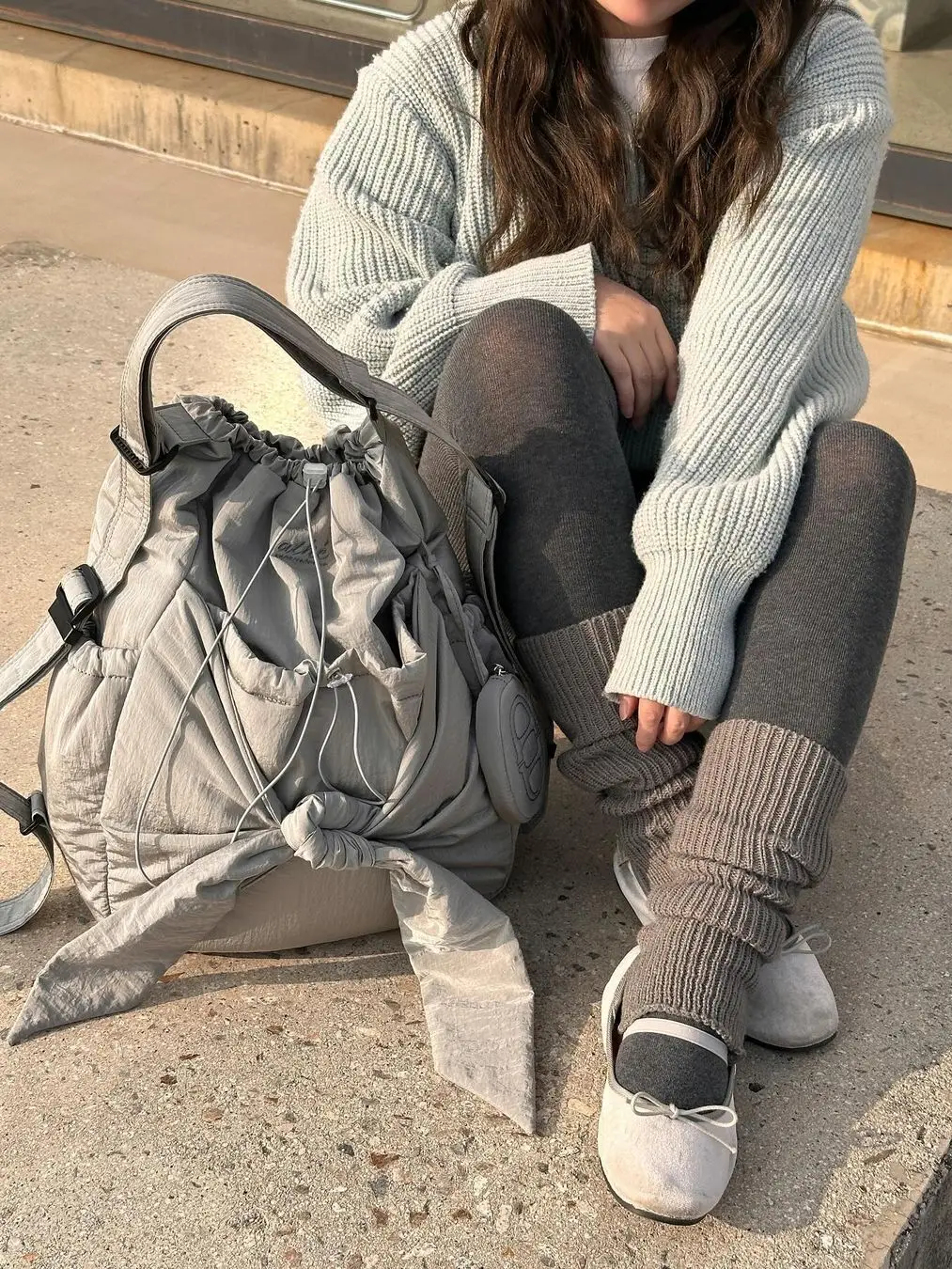 

Brand Casual Knot Tied Dual Shoulder Bag Single Shoulder Bag Two Way Bag Polyester Fiber Large Size