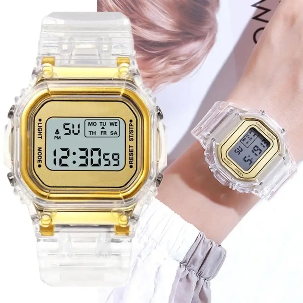 Gift Clock Electronic Watches Transparent Watchband Silicone Watchband Digital Watch Digital Display Universal Wristwatches