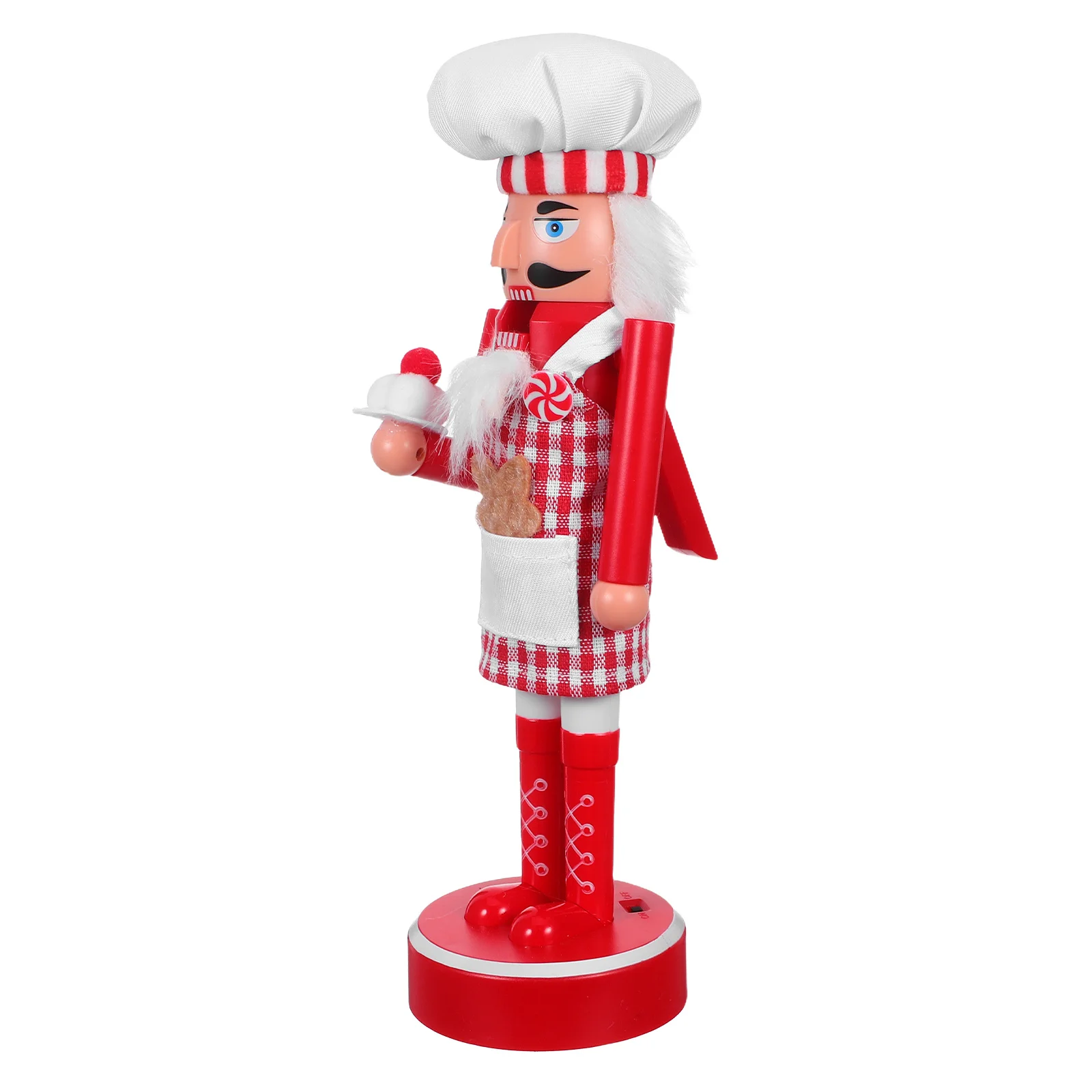 

1Set Christmas Nutcracker Chef Lighted Soldier Figure Candy Cane Cooking Hat Xmas Tabletop Mantel Holiday Display