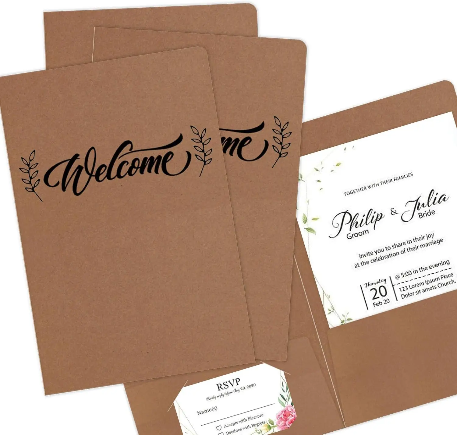 

Kraft Paper 6x9 Inch Welcome Documents File Folders with Two Pockets for Hotel Welcome Baskets, Wedding Programs Brand: Besttile