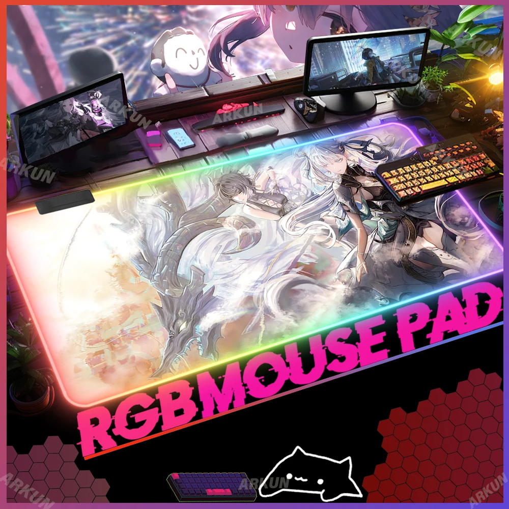 XXL RGB Fashion Kawaii Sex Hot Konnshi Cool Wuthering Waves Game Mouse Pad Gaming 90x40 Large Backlight Table Desk Pad Design